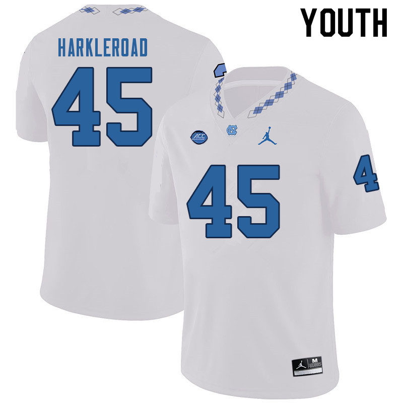 Youth #45 Jake Harkleroad North Carolina Tar Heels College Football Jerseys Sale-White